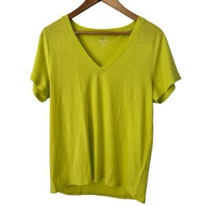 NWB J. Crew Factory Slub Cotton Tee V Neck Lime Green Size Large